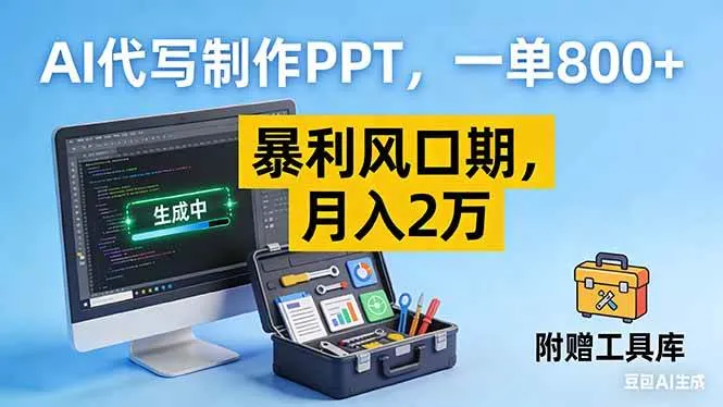 AI代写制作PPT,一单800+, 暴利风口期,月入2万【附工具】-可燃