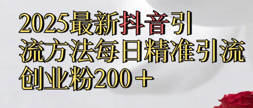 真实免费分享2025最新,抖音引流,方法每日精准引流创业粉300＋-可燃