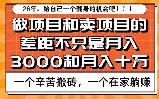 为什么卖项目能轻松月入10个W，而做项目却真正賺不到什么钱？原因竟然是这个！-可燃