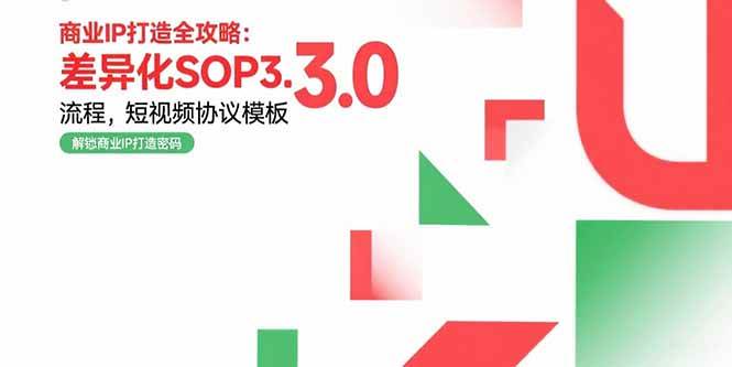 商业IP打造全攻略:差异化SOP3.0流程,短视频协议模板,婚恋项目实战案例-可燃
