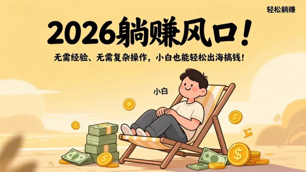 2026躺赚风口!无需经验、无需复杂操作,小白也能轻松出海搞钱!-可燃