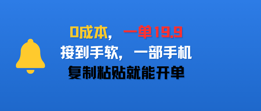 0成本，一单19.9，接到手软，一部手机，复制粘贴就能开单-可燃