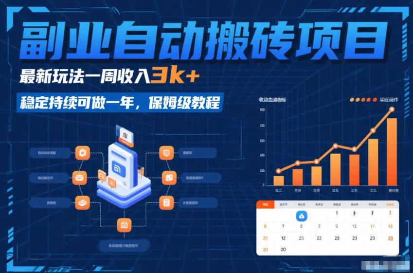 副业自动搬砖项目，最新玩法一周收入3k+，稳定持续可做一年，保姆级教程-可燃