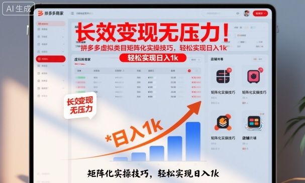 长效变现无压力!拼多多虚拟类目矩阵化实操技巧,轻松实现日入1k