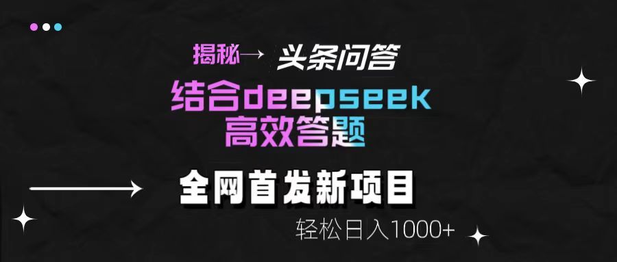 头条问答新玩法！结合deepseek高效答题，轻松日入1000+【揭秘】-可燃