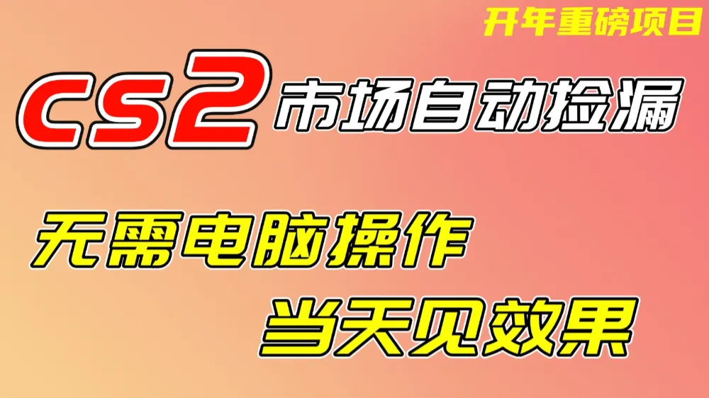 CS2市场挂机项，无需电脑操作，无需进入游戏，当天见效果，支持任何形式验证-可燃