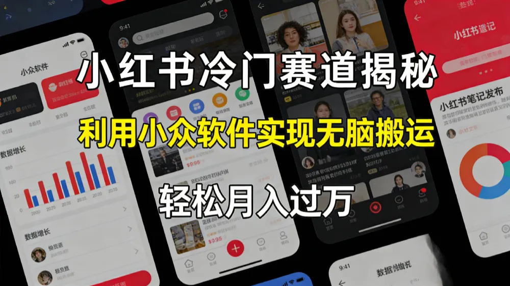 小红书冷门赛道揭秘,利用小众软件，实现无脑搬运，轻松月入过万！-可燃