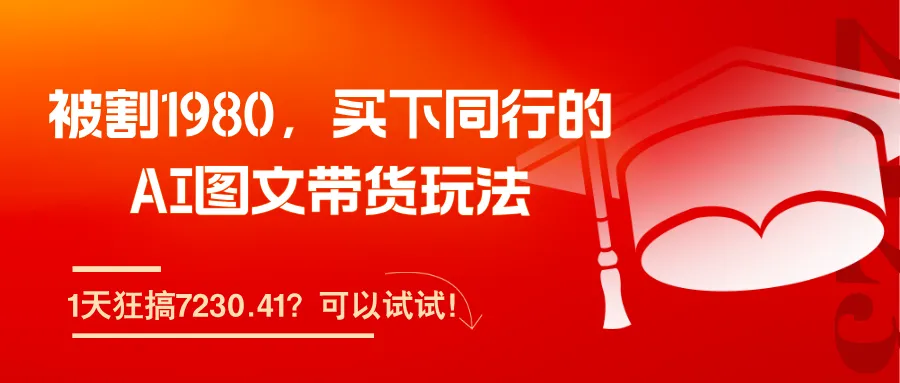 被割1980，买下同行的AI图文带货玩法，1天狂搞7230.41？可以试试！-可燃