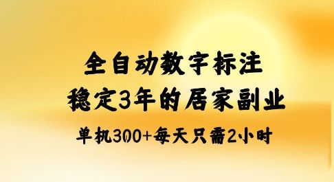 全自动数字标注，稳定3年的蓝海项目，居家也能矩阵开干的副业，单机日入3张+-可燃