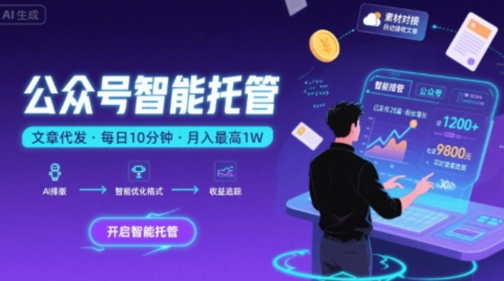 【公众号托管 】我提供文章，你复制发布，每天10分钟，最高躺入1W【揭秘】-可燃