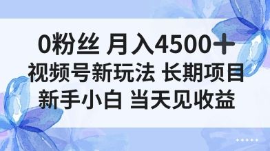 0粉丝月入4.5k+,视频号新玩法,长期项目新手小白当天见收益-可燃
