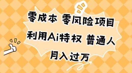 零成本零风险项目，利用Ai特权，普通人月入过W-可燃