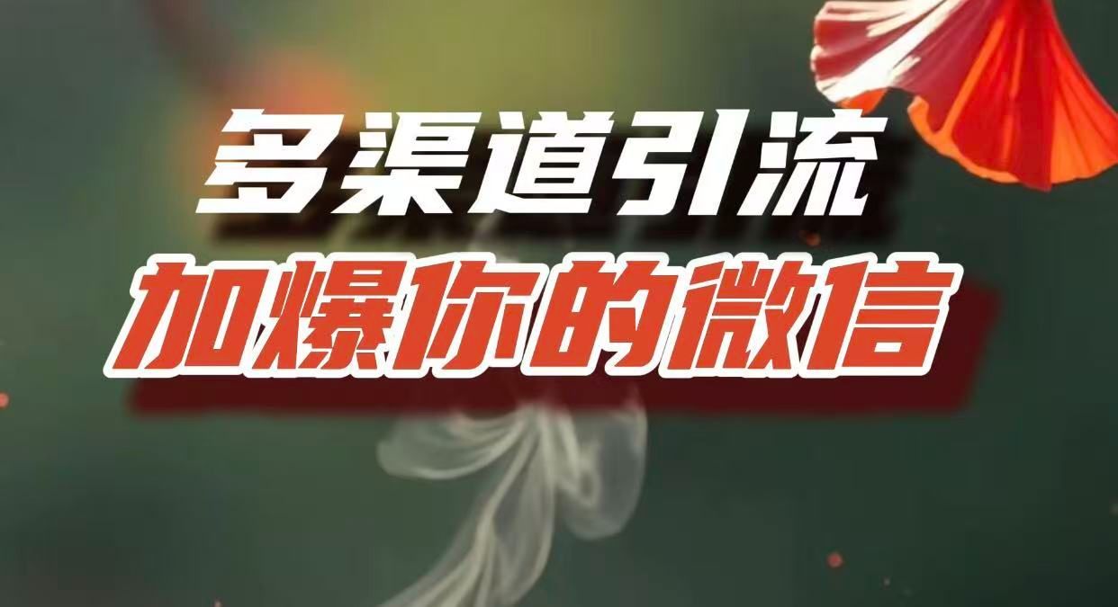 多渠道引流,加爆你的微信,把流量导入到私域,这是每一个想要在互联网赚钱的人必须掌握的底层能力-可燃