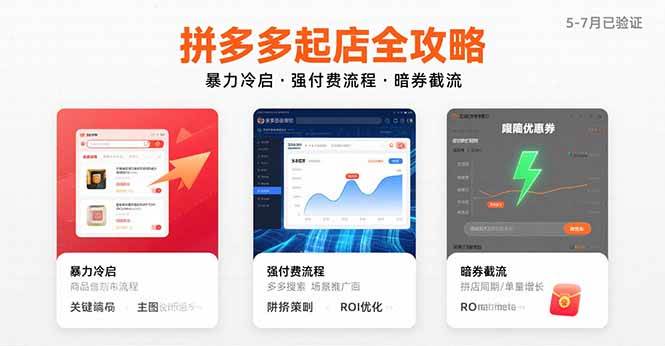 拼多多起店全攻略，暴力冷启，强付费流程，暗券截流，5-7月已验证的方法-可燃