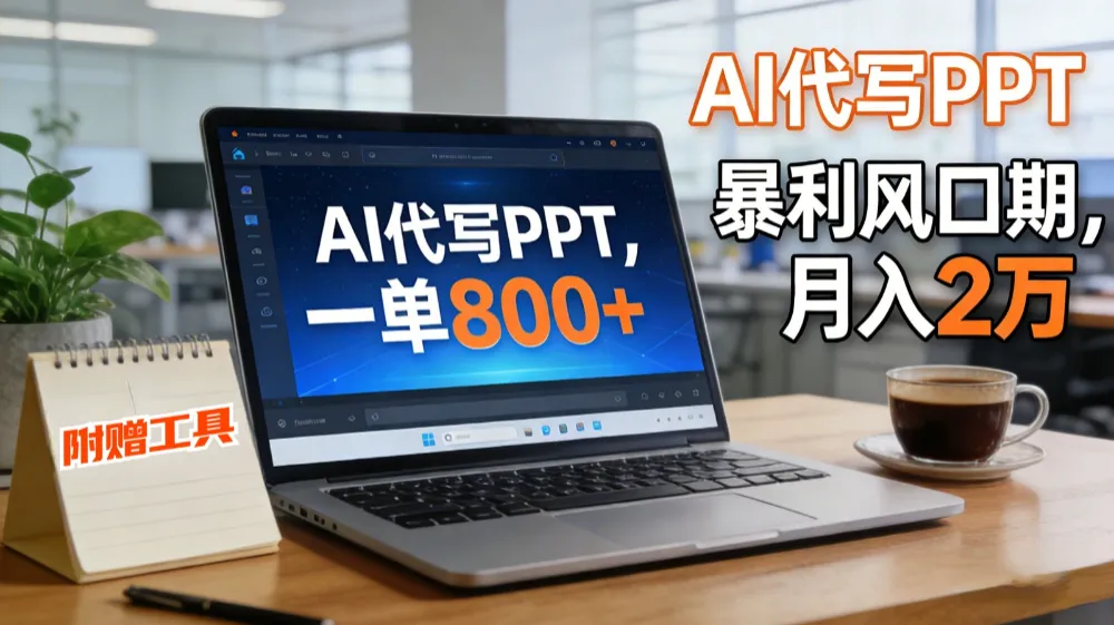 AI 代写做 PPT！一单狂赚 800+，风口期月入 2 万（工具 + 提示词直接送）-可燃