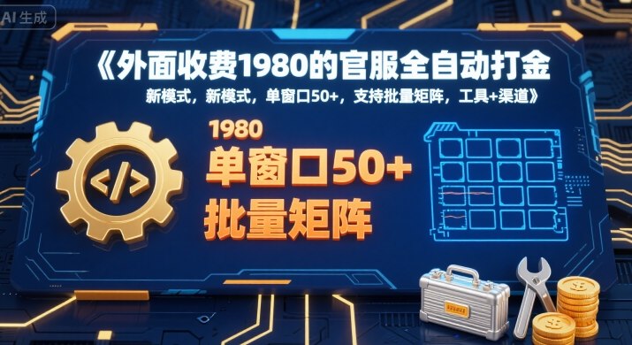 外面收费1980的官服全自动打金,新模式,单窗口50+,支持批量矩阵,工具+渠道【揭秘】-可燃