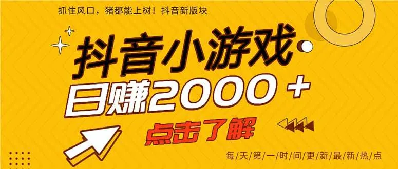 25年爆火的抖音小游戏项目，一部手机日入2000+-可燃
