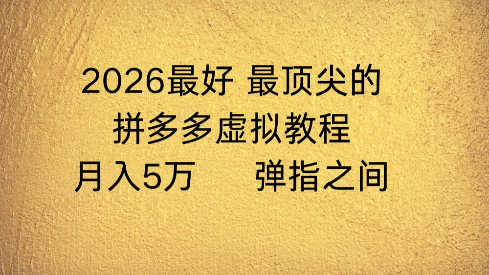 2026拼多多虚拟店懒人运营法：机器人包办回复发货，月入5W+教程-可燃