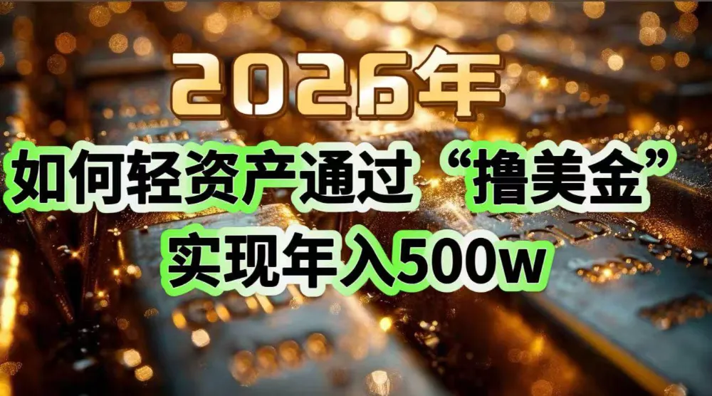 2026年如何轻资产通过“撸美金”实现年入500w-可燃