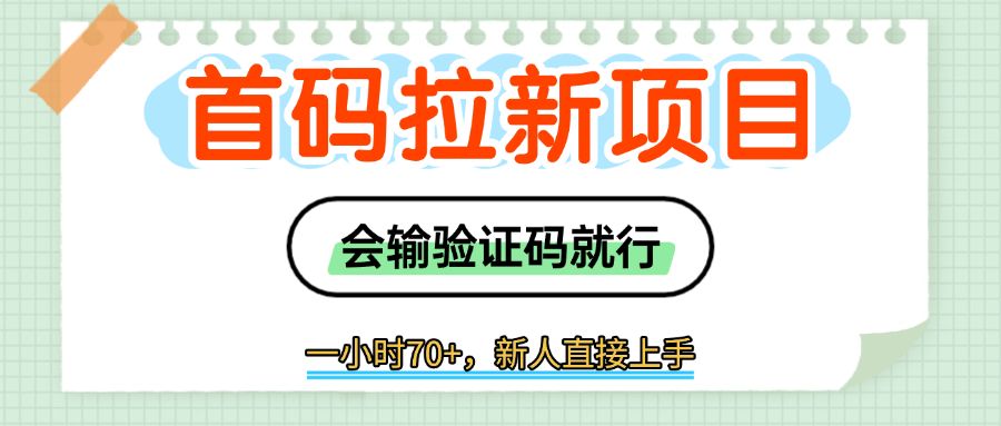 首码拉新，会输入验证码就行，一小时70+-可燃