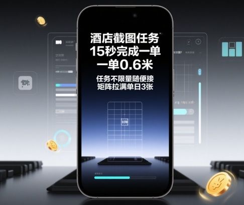 酒店截图任务,15秒完成一单,一单0.6米,任务不限量随便接,矩阵拉满单日3张-可燃