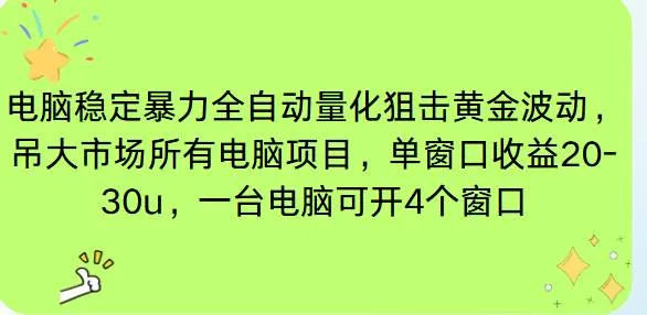 电脑EA策略挂机项目单窗口收益20-30u,单电脑可挂5-10个窗口收益稳健4位数