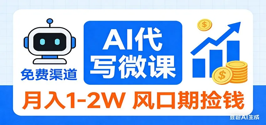 2026告别打工!AI 代写微课,提供免费渠道,月入 1-2W 风口期捡钱-可燃