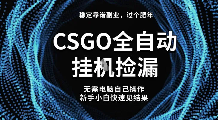全球最热门游戏CSGO全自动捡漏，最新玩法，新手小白日入5张+-可燃