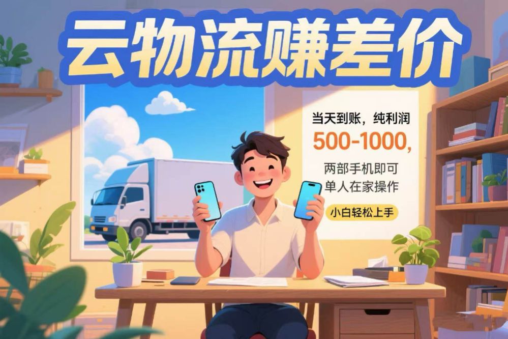 云物流赚差价 当天到账纯利润500-1000 两部手机即可 可单人在家操作 小…-可燃