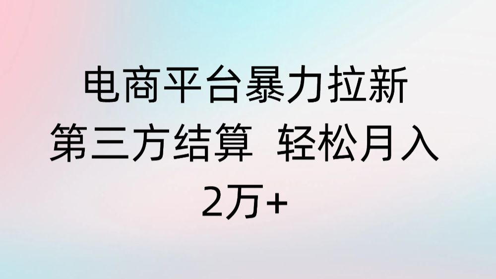 电商平台暴力拉新第三方结算 轻松月入2万+-可燃