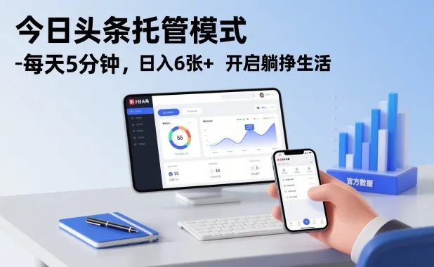 今日头条托管模式，每天5分钟，日入6张+，开启躺挣生活-可燃