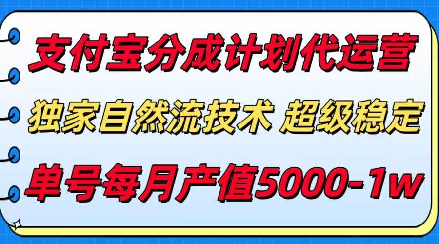 支付宝分成计划代运营，最新自然流技术，收益稳定，单号月产5000＋！-可燃