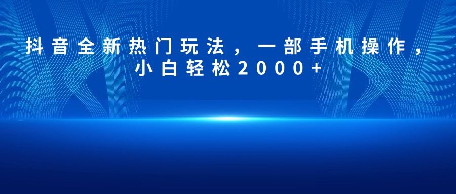 抖音全新热门玩法，一部手机操作，小白轻松2000+-可燃