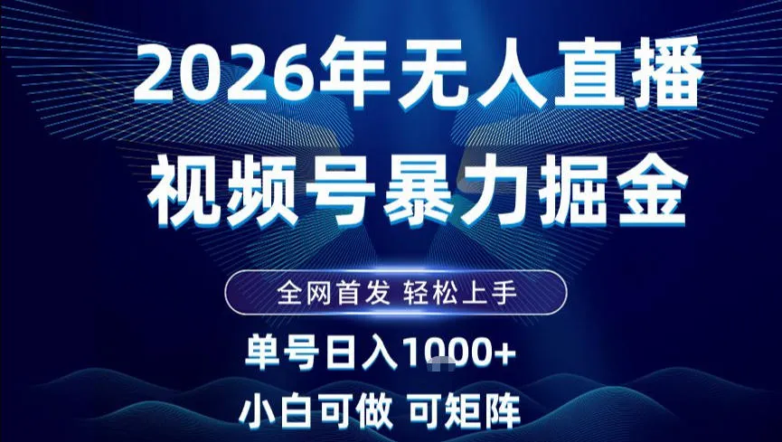 2026最新视频号无人直播掘金，全网首发，小白可以玩，长期稳定日入1k+-可燃
