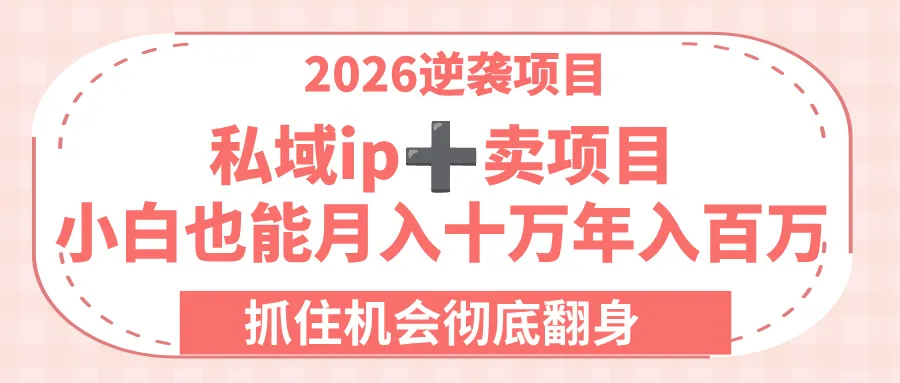 2026逆袭项目-私域ip+卖项目，小白也能月入十万年入百万，抓住机会彻底翻身！-可燃