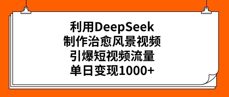利用DeepSeek制作，治愈风景视频，引爆短视频流量，单日变现1000+-可燃
