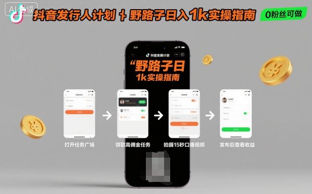 抖音发行人计划全新野路子玩法,随时随地,只要有手机,就能操作,日入1k+
