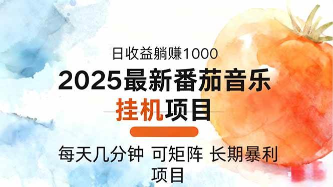 2025年最新番茄音乐人挂机项目，每天几分钟，月入1000＋，可矩阵，一台电脑支持多个账号-可燃