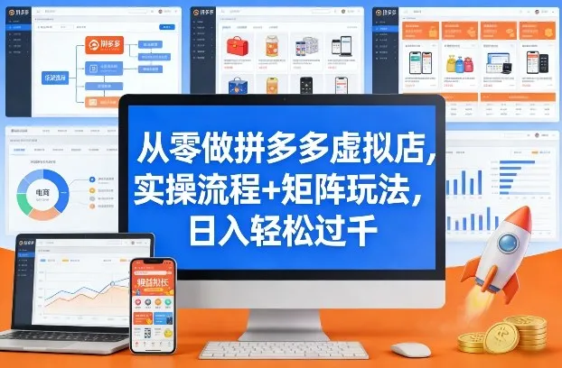 从零做拼多多虚拟店,实操流程+矩阵玩法,日入轻松过千-可燃