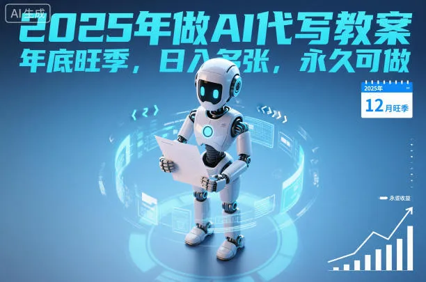 2025年做AI代写教案，年底旺季，日入多张，永久可做-可燃