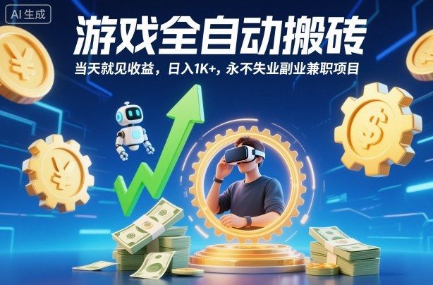 游戏全自动搬砖，当天就见收益，日入1K+，永不失业副业兼职项目-可燃