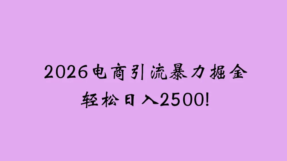 2026电商引流新玩法，日引200 日入2500+-可燃