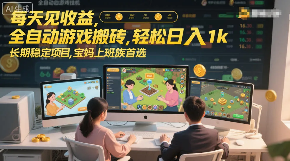 每天见收益，全自动游戏搬砖，轻松日入1k，长期稳定项目，宝妈上班族首选-可燃