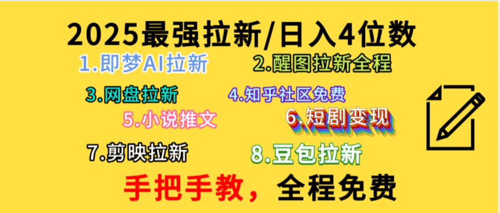 全程免费,手把手教,日入4位数的拉新项目,教会你免费使用各种AI软件,并且持续更新市面上最新的项目哦!