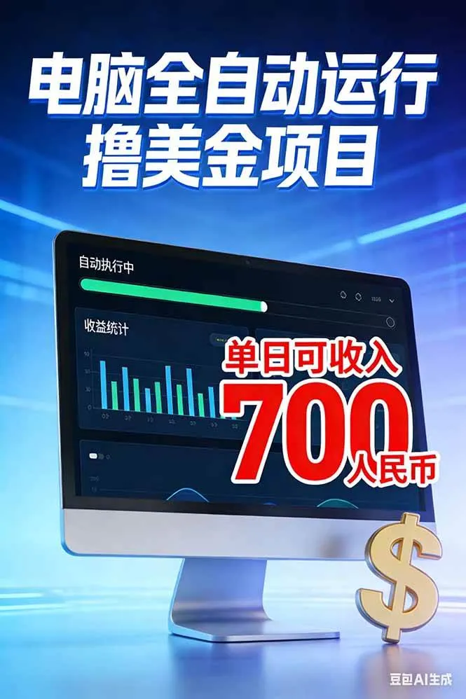 电脑全自动运行赚美金项目，单电脑日收益700+-可燃