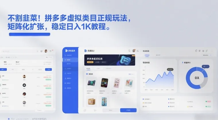 不割韭菜！拼多多虚拟类目正规玩法，矩阵化扩张，稳定日入1K教程-可燃