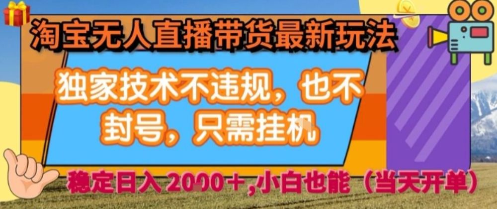 淘宝无人直播带货最新玩法，独家技术不违规，也不封号，全自动运行，只需挂着， 稳定日入2k【揭秘】-可燃