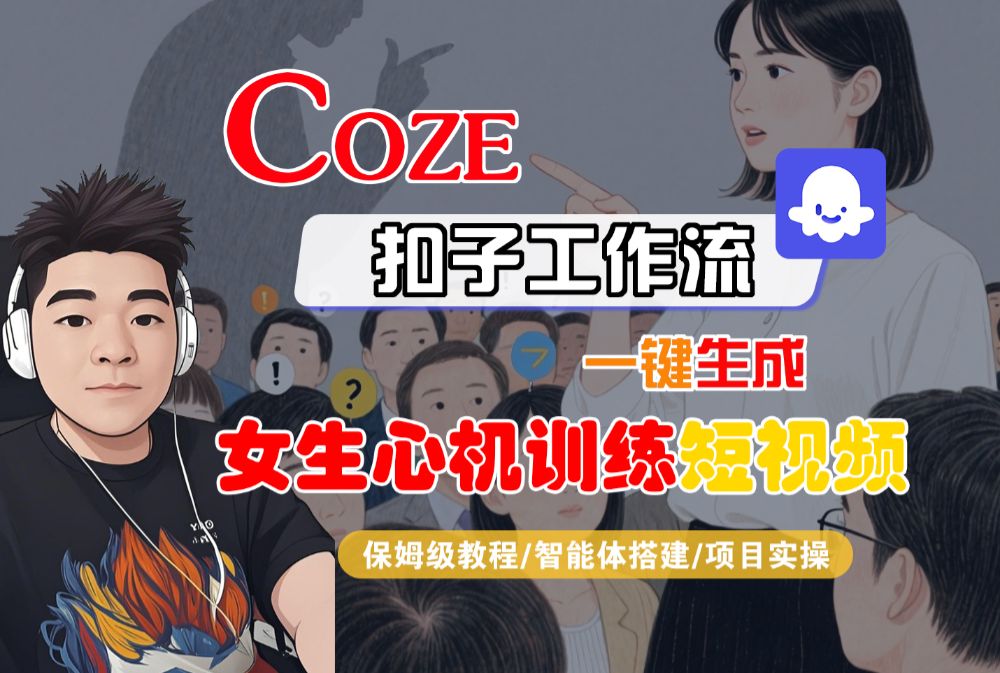 【Coze工作流搭建实操教程】Coze智能体工作流一键生成“女生心机训练“短视频，全流程保姆级教学—AI视频制作教程_AI创作_AI短片_AI脚本_AI绘画_AIGC人工智能！-可燃