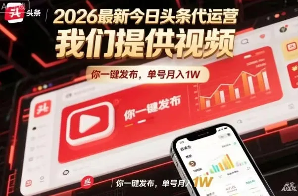 今日头条躺賺模式，你9我1，操作简单，一键发布，单机日入数百，长期合作-可燃
