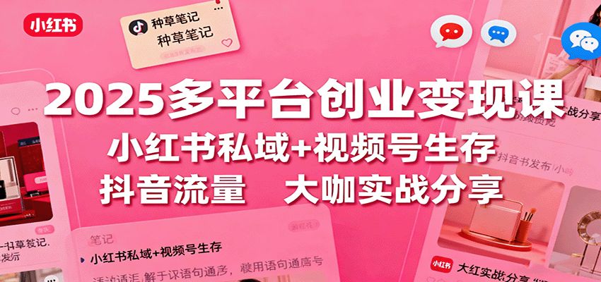 2025多平台创业变现课：小红书私域+视频号生存+抖音流量，大咖实战分享-可燃